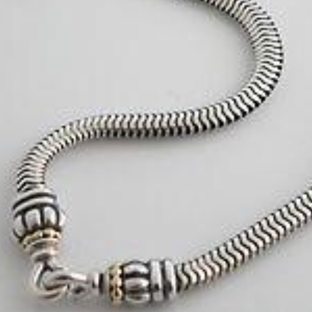 Lagos Caviar 16” sterling Silver/18k gold necklace